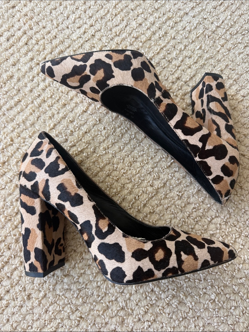 Pour La Victoire Leopard Print Pointed Block Heel Pumps - Brown/Black size 6.5